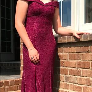 R & M Richard’s Burgandy Long Prom Dress Size 8